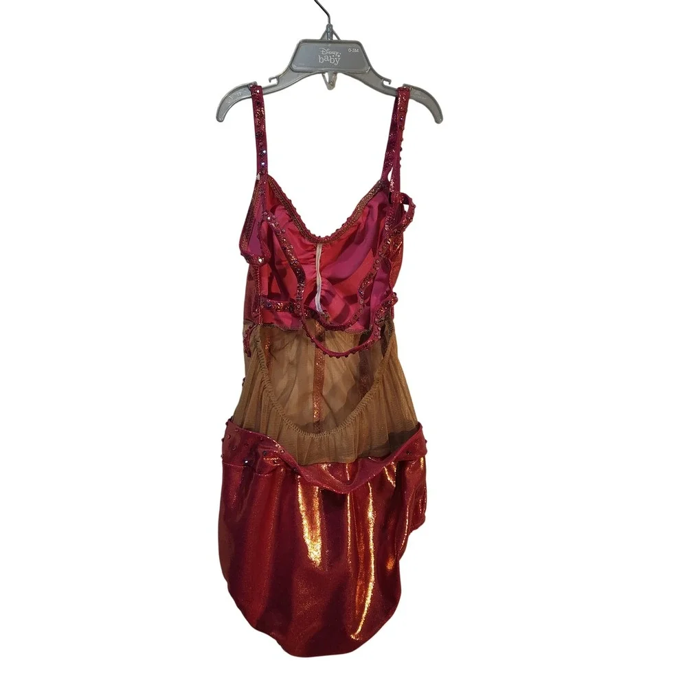 Sparkly Pink Dance Skate Leotard Costume Sequin Rhinestone‎ Child L 10